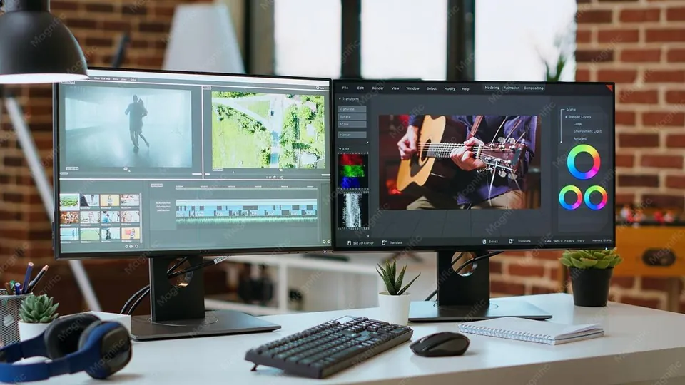 Station de montage vidéo double écran